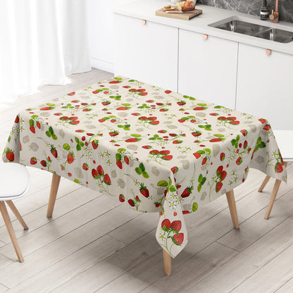 Nappe en toile cirée C141791 motif fraises fruits cuisine d'été carré rond ovale