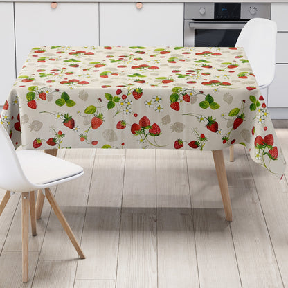 Nappe en toile cirée C141791 motif fraises fruits cuisine d'été carré rond ovale
