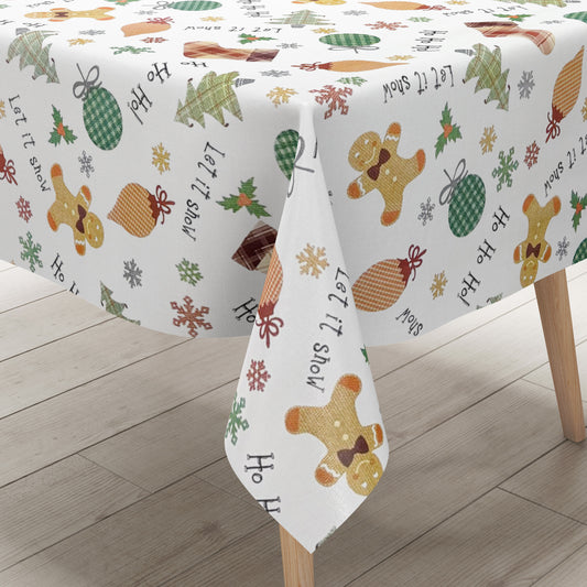 Wachstuch Tischdecke C141951 Weihnachten HoHoHo Lebkuchenmann eckig rund oval