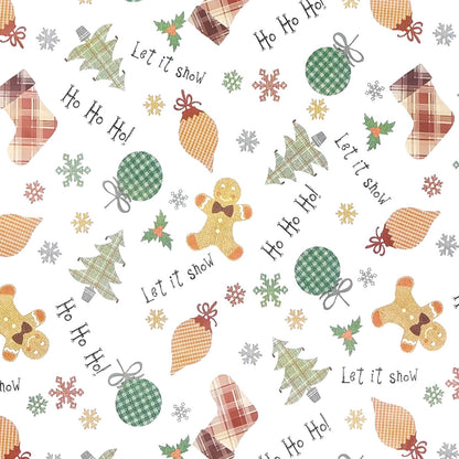 Oilcloth tablecloth C141951 Christmas HoHoHo gingerbread man square round oval