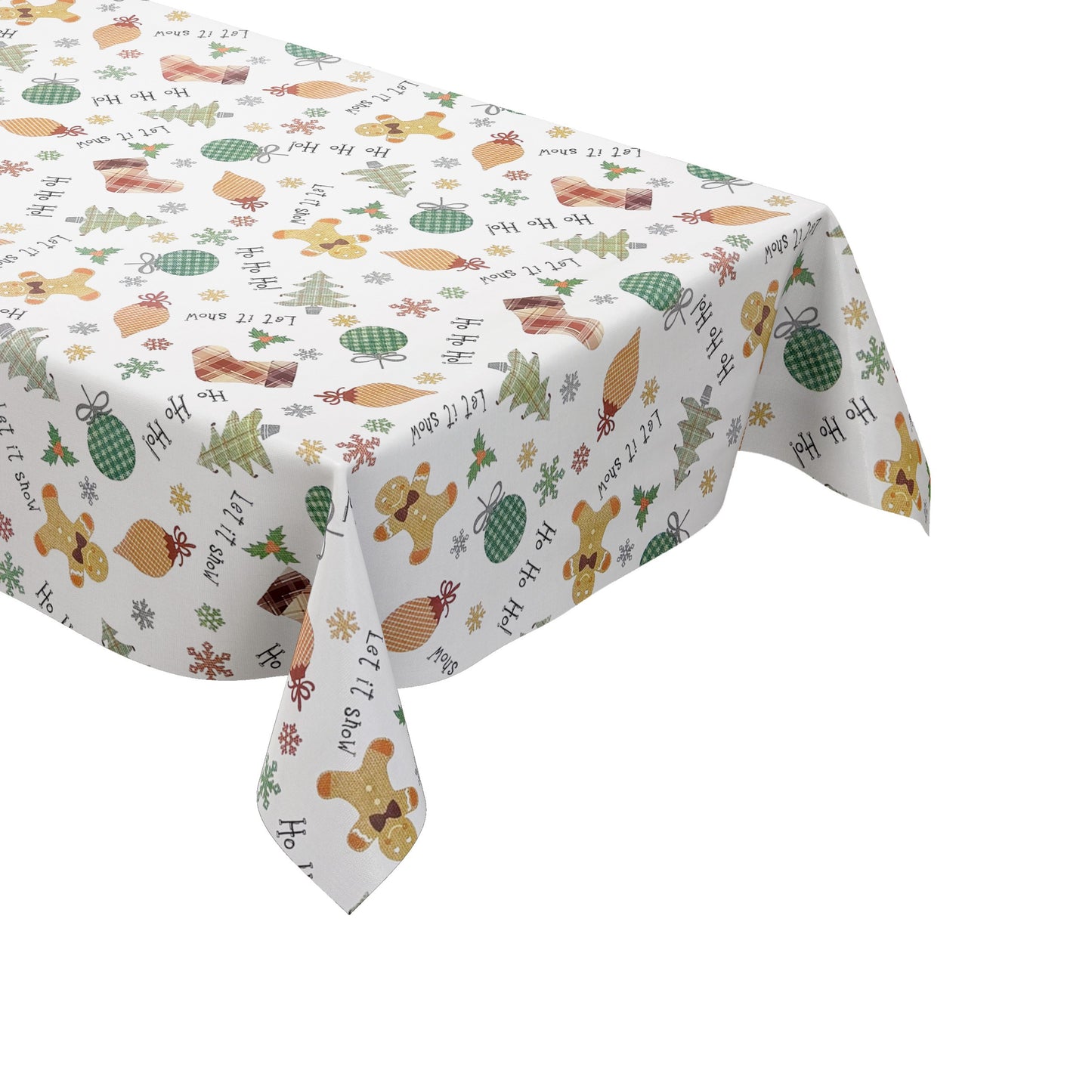 Oilcloth tablecloth C141951 Christmas HoHoHo gingerbread man square round oval