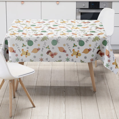 Oilcloth tablecloth C141951 Christmas HoHoHo gingerbread man square round oval