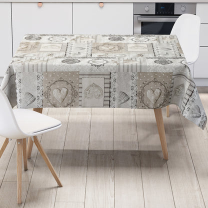 Wachstuch Tischdecke Landhaus beige