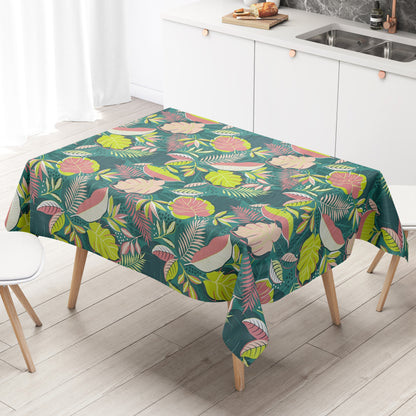 Nappe en toile cirée C142101 verte Monstera jungle feuilles été carré rond ovale