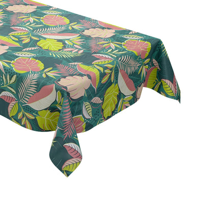 Nappe en toile cirée C142101 verte Monstera jungle feuilles été carré rond ovale