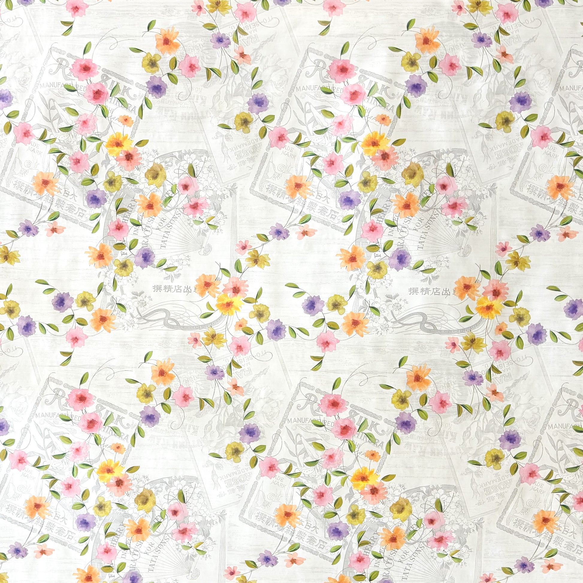 Wachstuch Tischdecke Blumen auf Holz