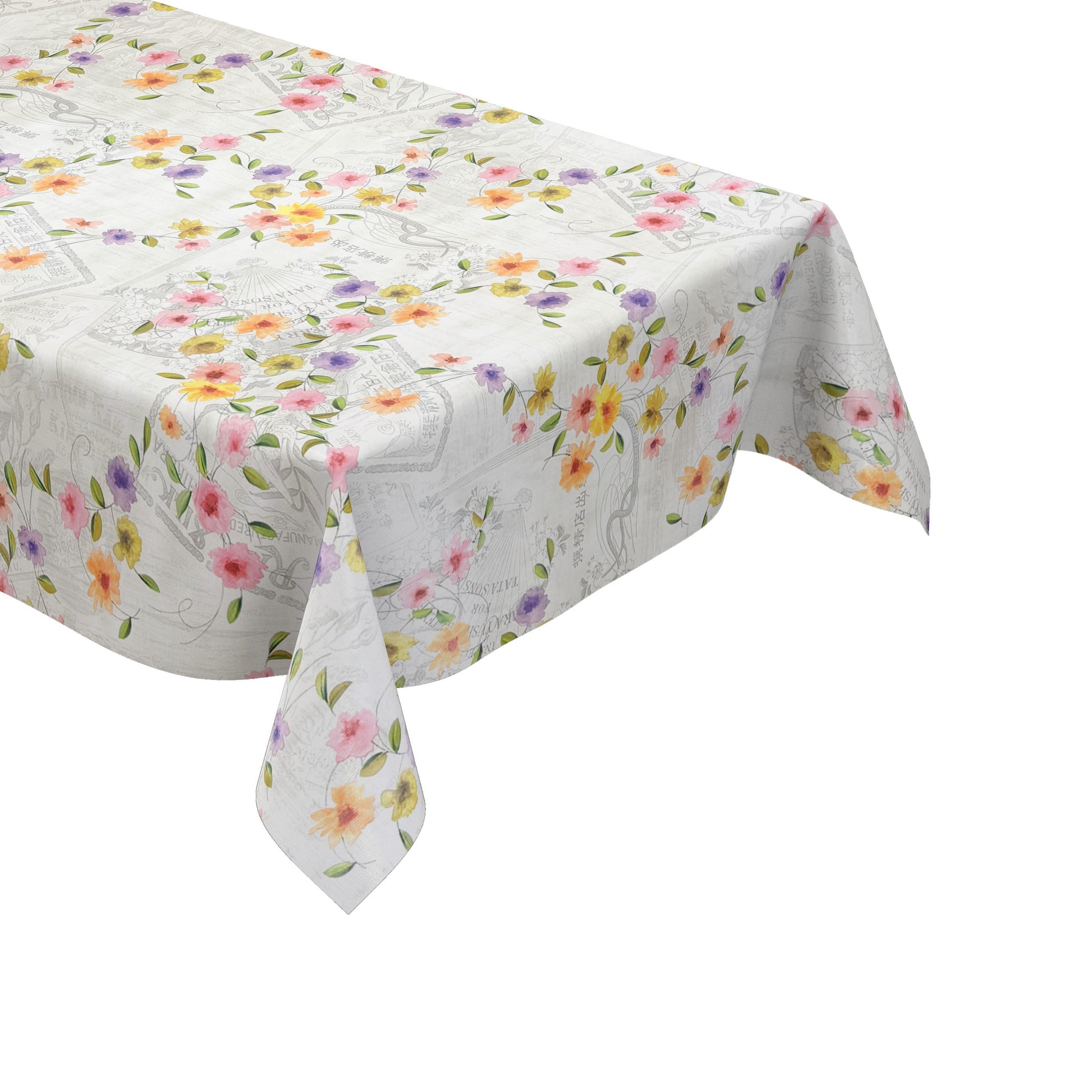 Wachstuch Tischdecke Blumen auf Holz