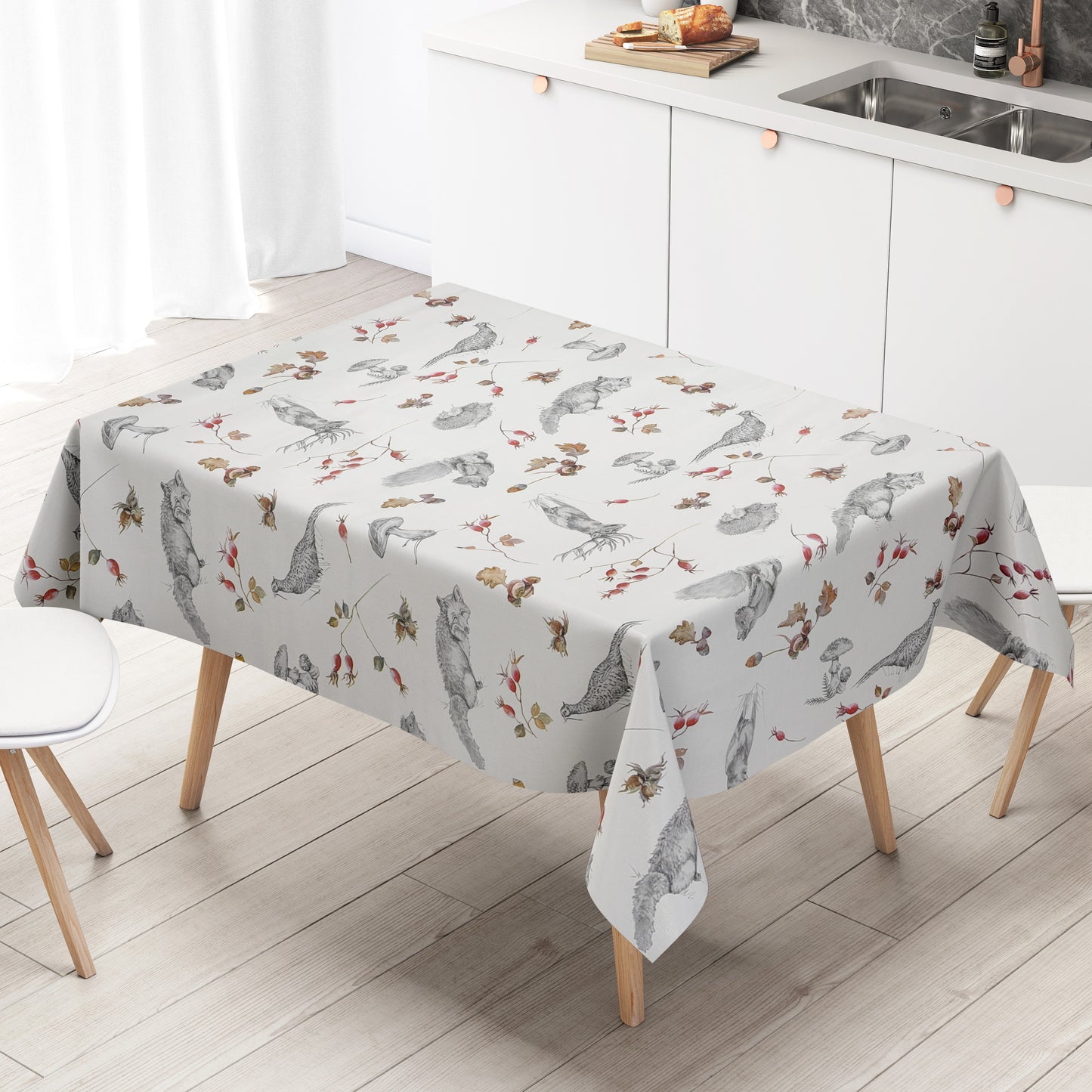 Wachstuch Tischdecke Wildmotiv Herbstmotiv