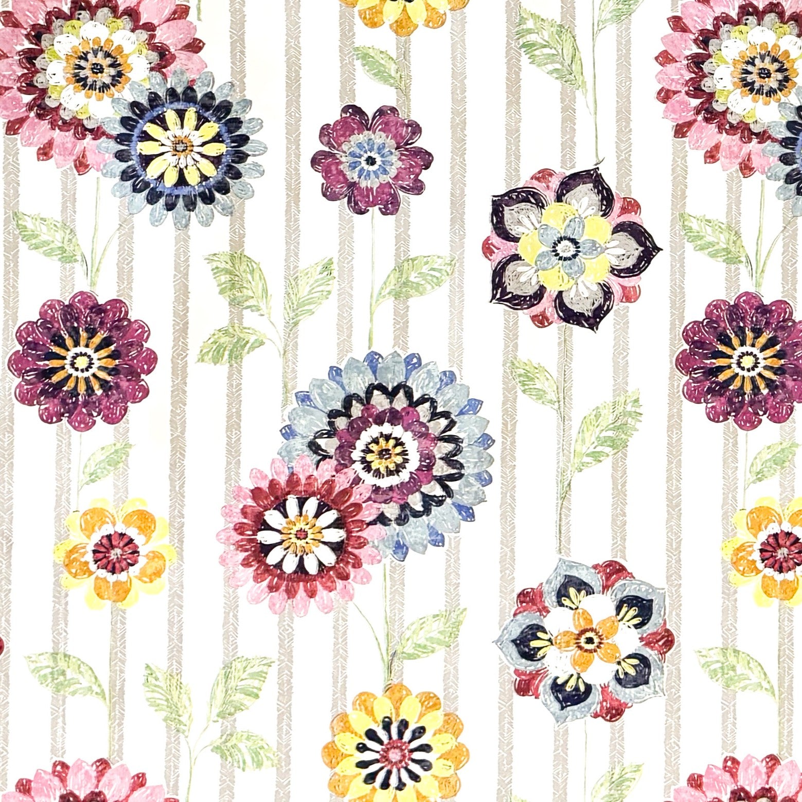 Wachstuch Tischdecke Blumen Blüten Streifen