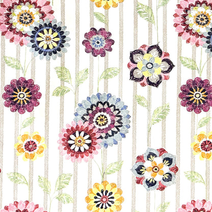 Wachstuch Tischdecke Blumen Blüten Streifen