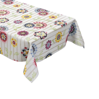 Wachstuch Tischdecke Blumen Blüten Streifen