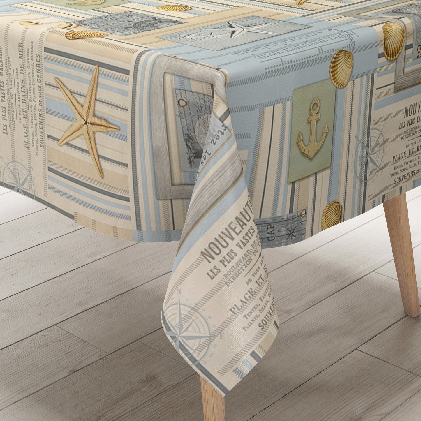 Oilcloth tablecloth C144131 Maritime Sea Shell Starfish Square Round Oval Sold by the Meter