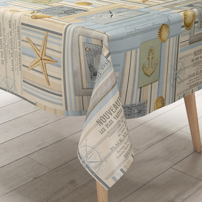 Oilcloth tablecloth C144131 Maritime Sea Shell Starfish Square Round Oval Sold by the Meter