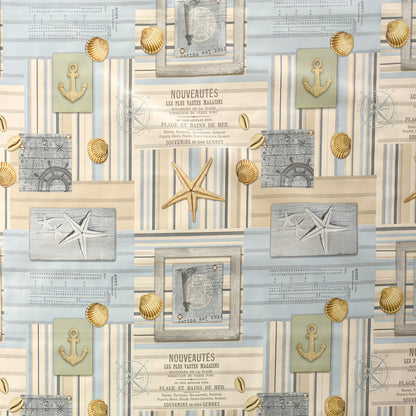 Oilcloth tablecloth C144131 Maritime Sea Shell Starfish Square Round Oval Sold by the Meter