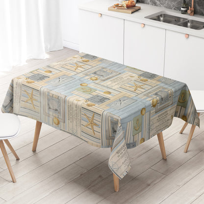 Oilcloth tablecloth C144131 Maritime Sea Shell Starfish Square Round Oval Sold by the Meter