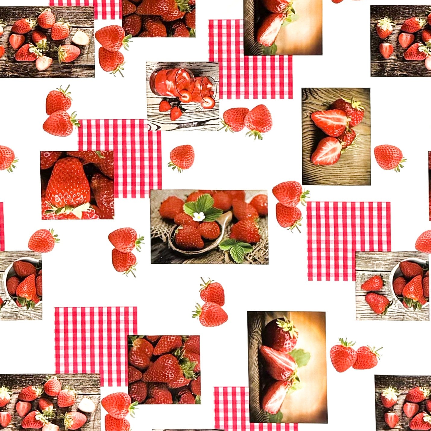 Oilcloth tablecloth C144481 strawberries patchwork square round oval