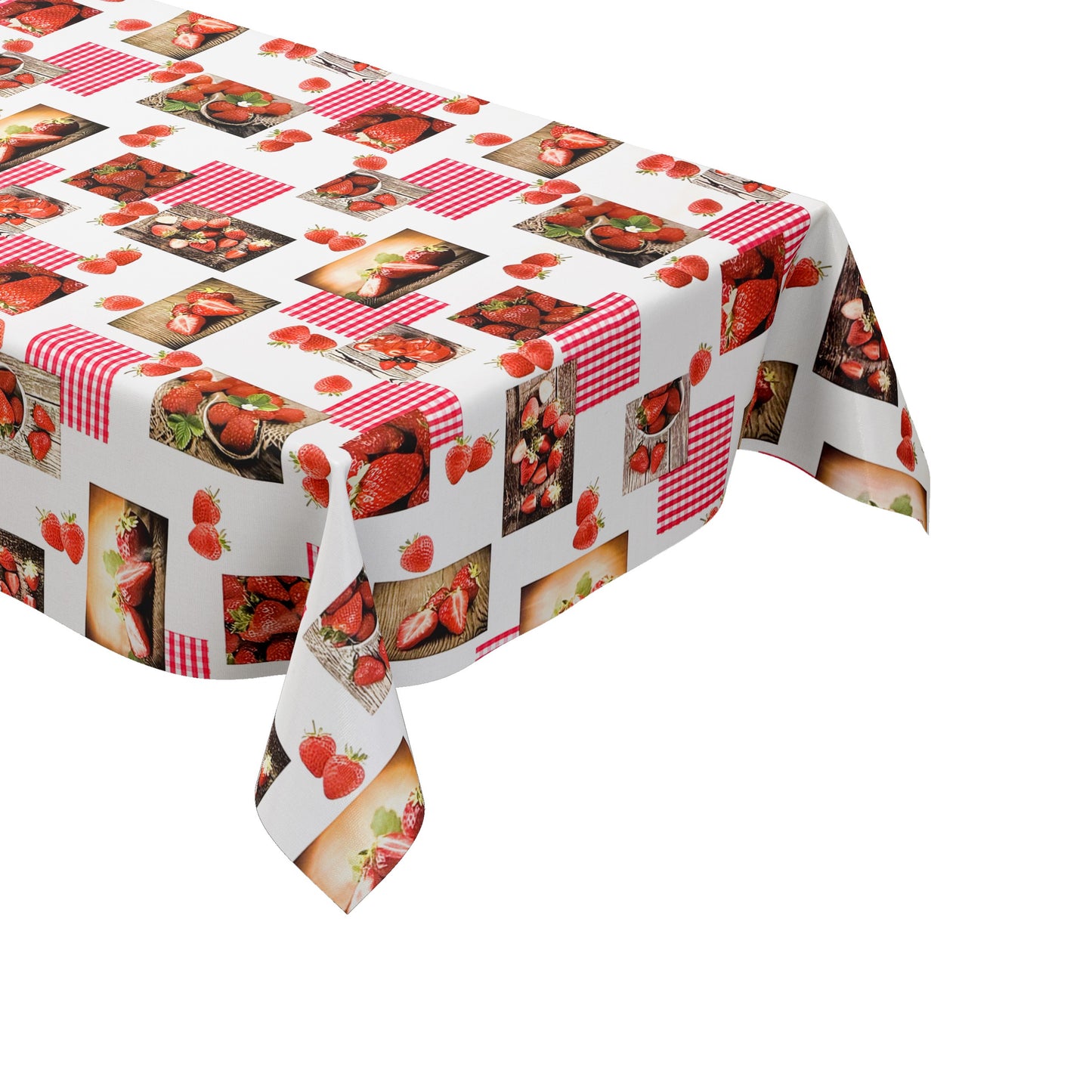 Oilcloth tablecloth C144481 strawberries patchwork square round oval