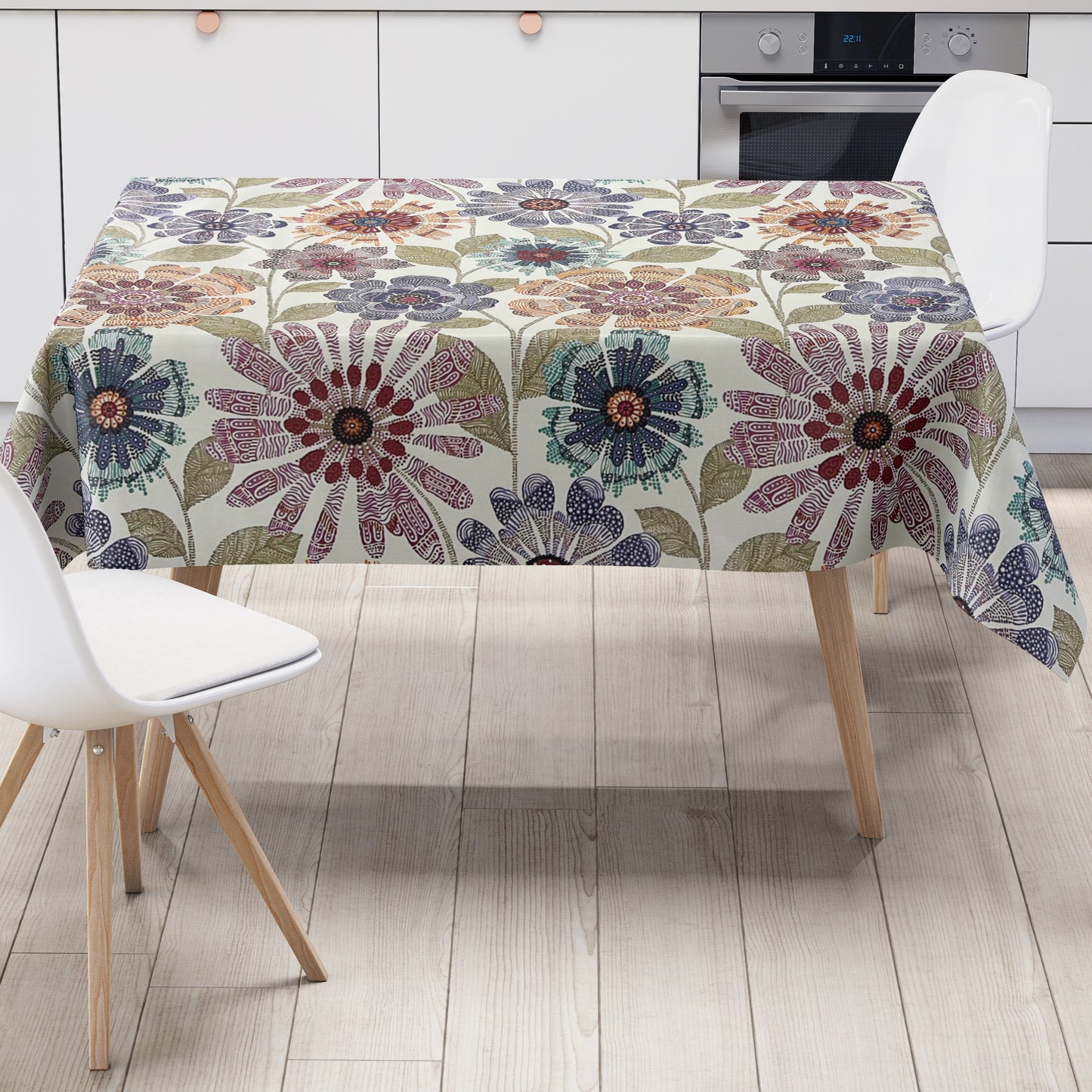 Wachstuch Tischdecke bunte Blumen