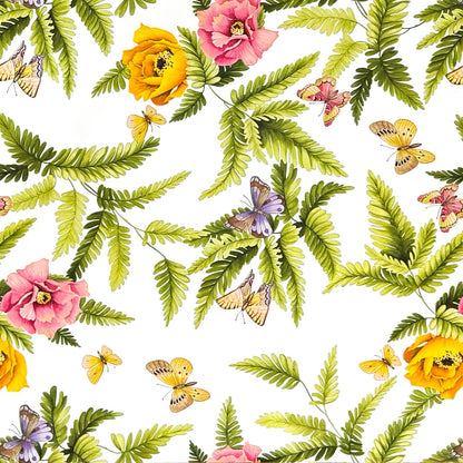 Wachstuch Tischdecke C146031 Dschungel Hibiskus Schmetterlinge eckig rund oval