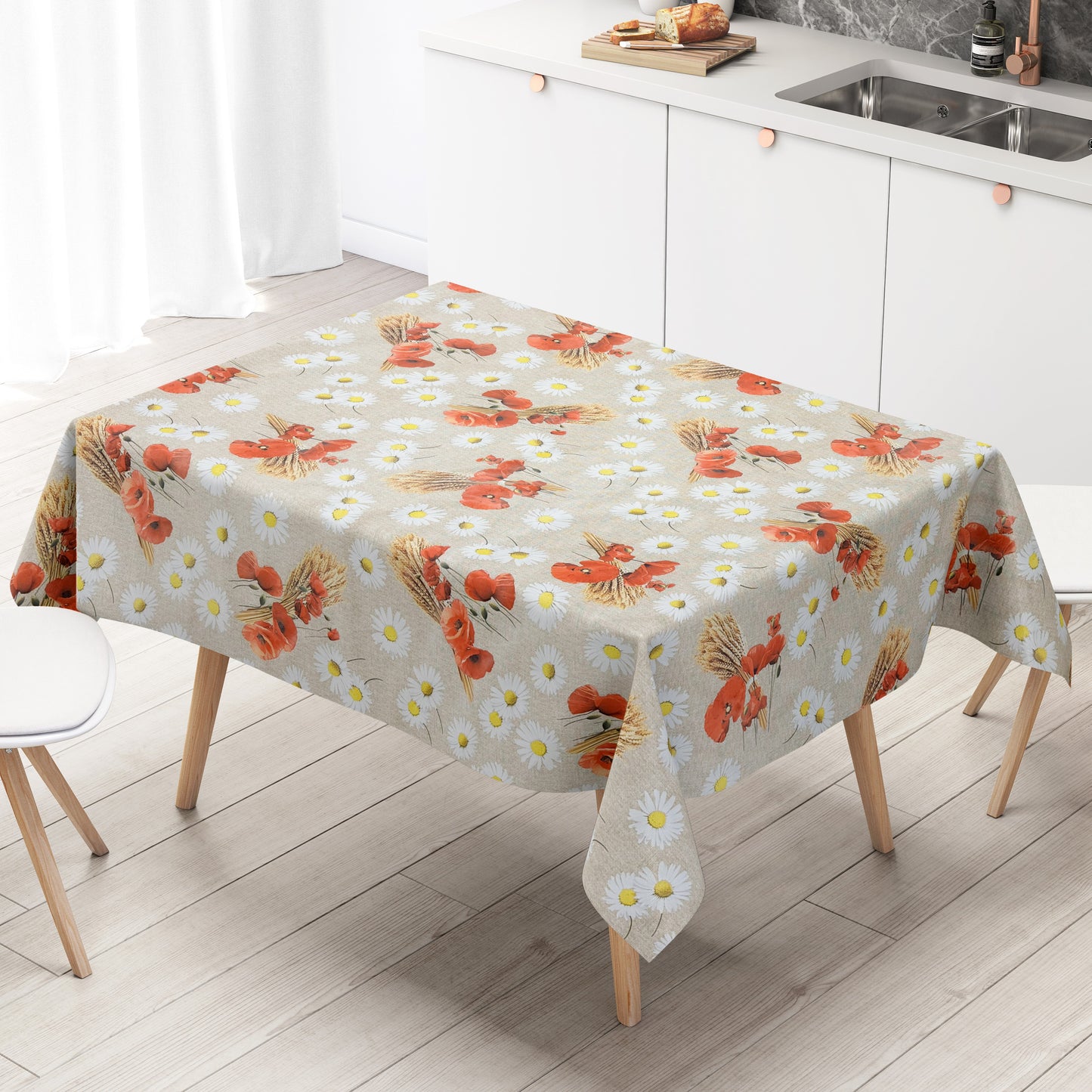 Wachstuch Tischdecke Mohn Getreide