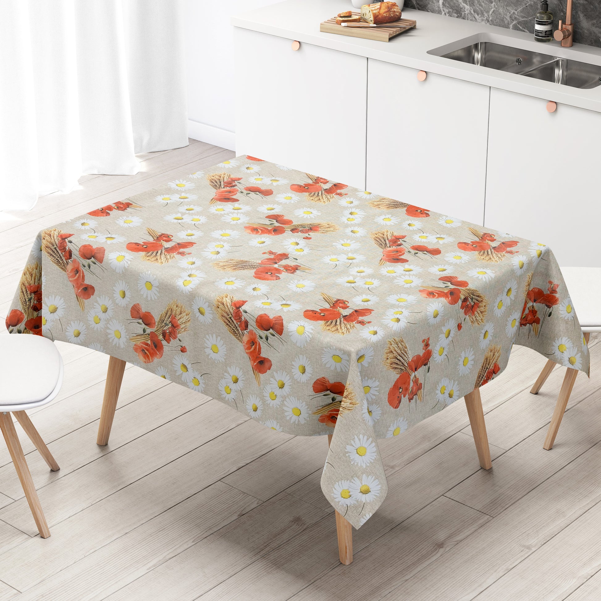 Wachstuch Tischdecke Mohn Getreide