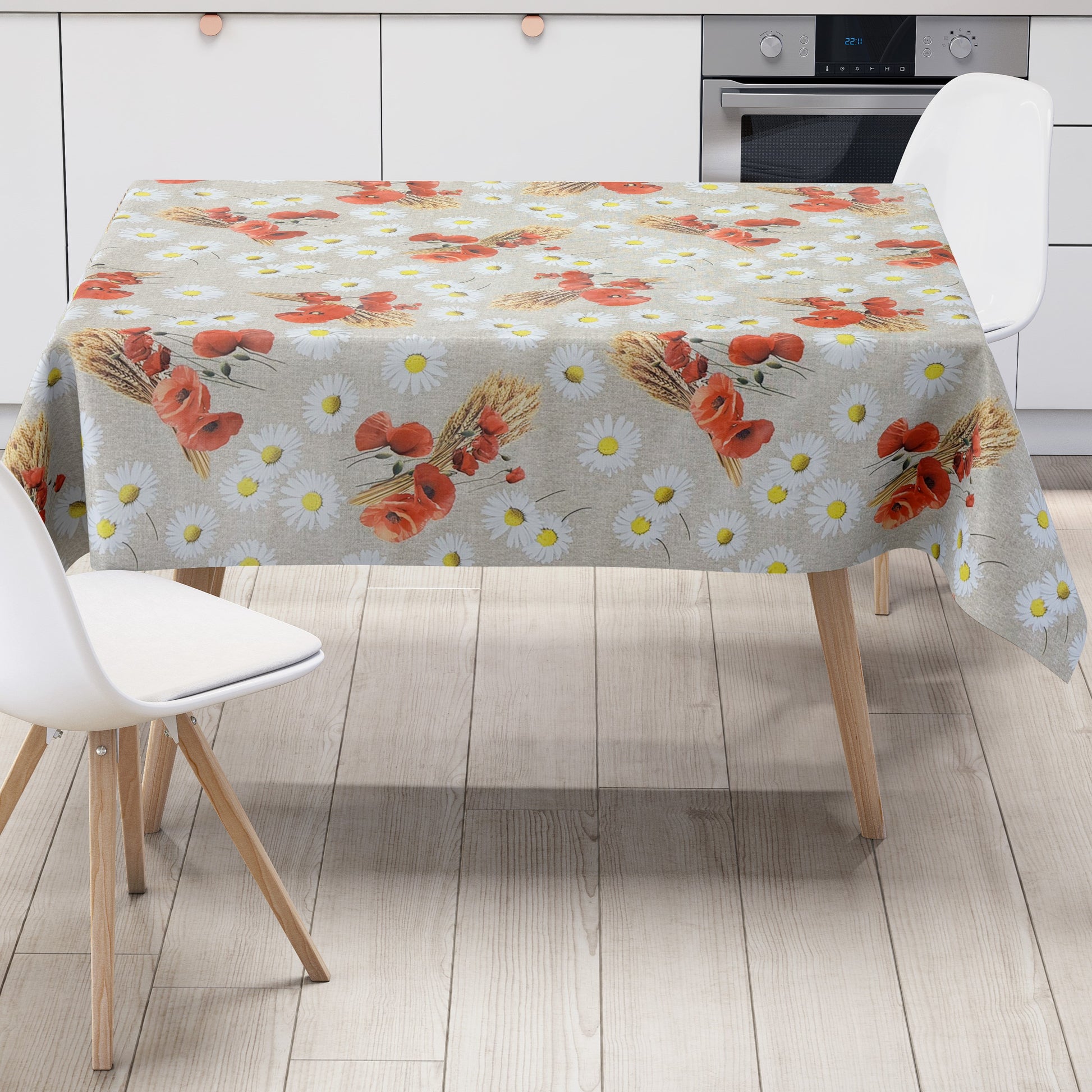 Wachstuch Tischdecke Mohn Getreide