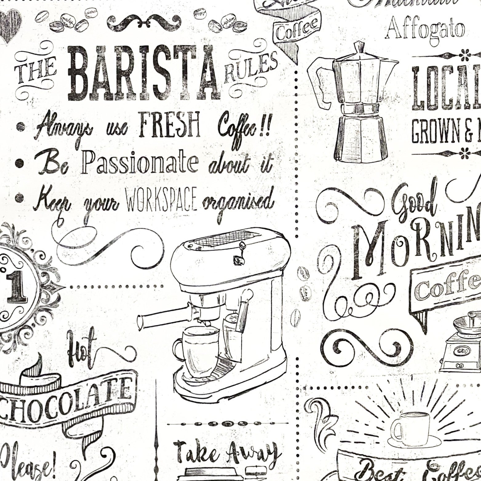 Wachstuch Tischdecke Barista Kaffeemotiv