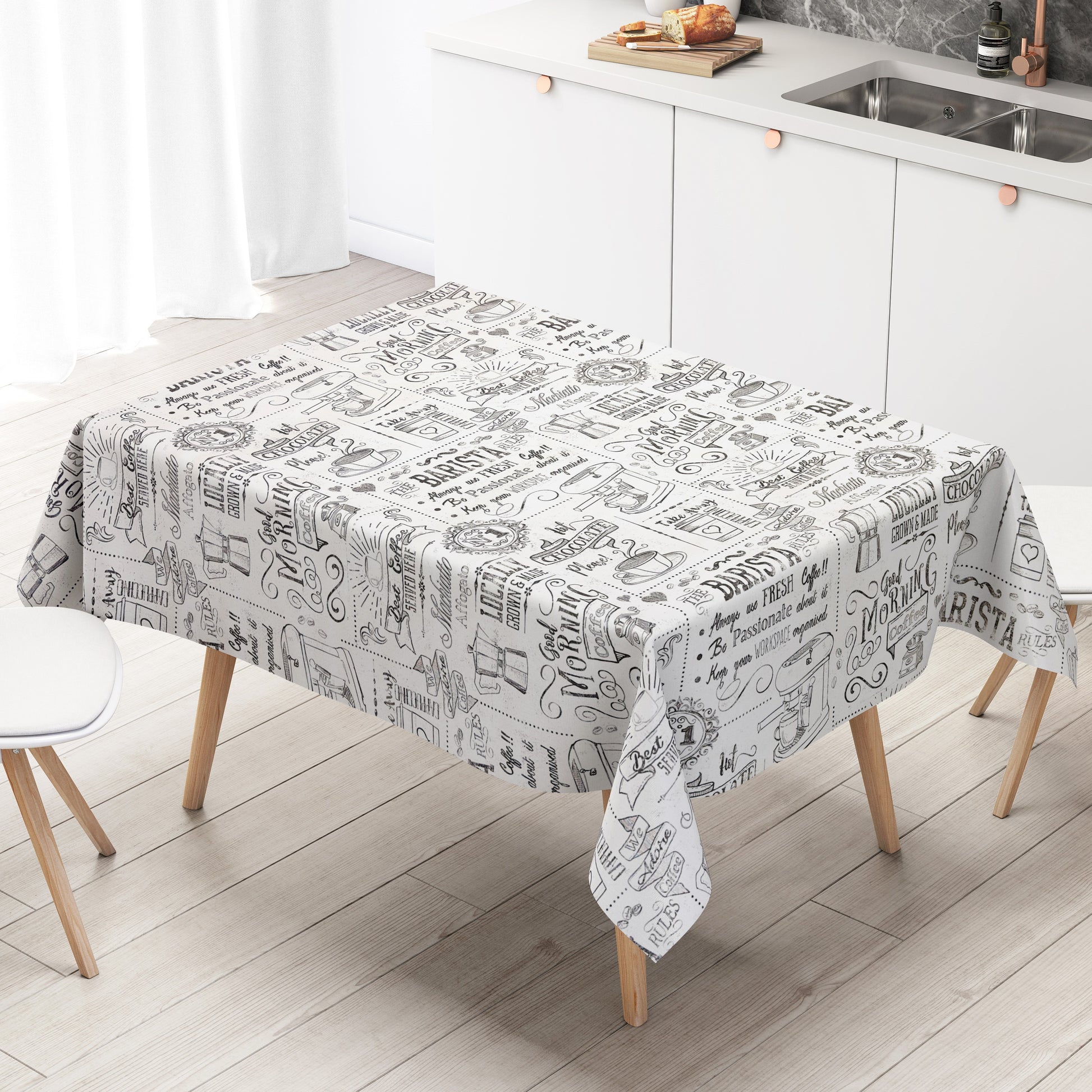 Wachstuch Tischdecke Barista Kaffeemotiv