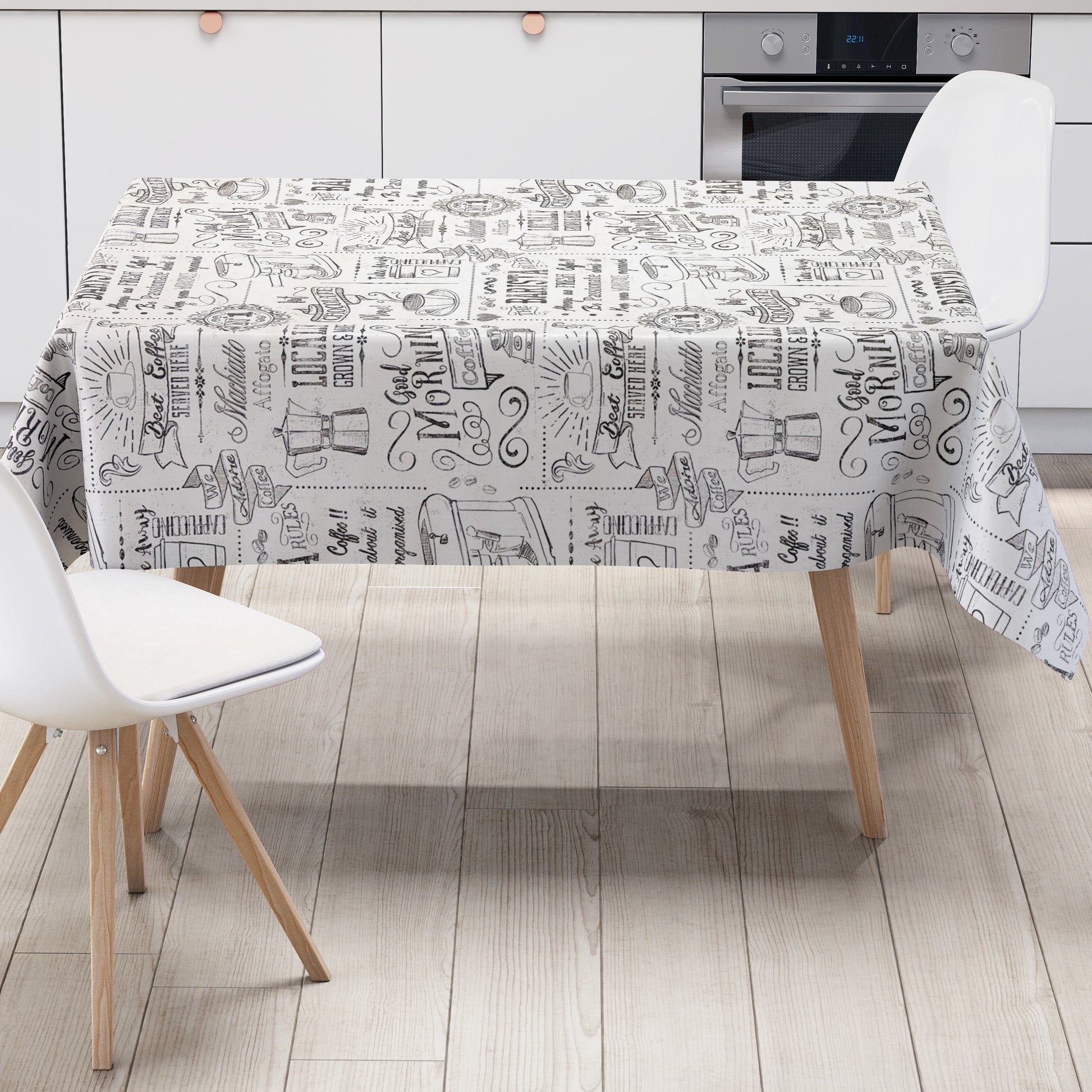 Wachstuch Tischdecke Barista Kaffeemotiv