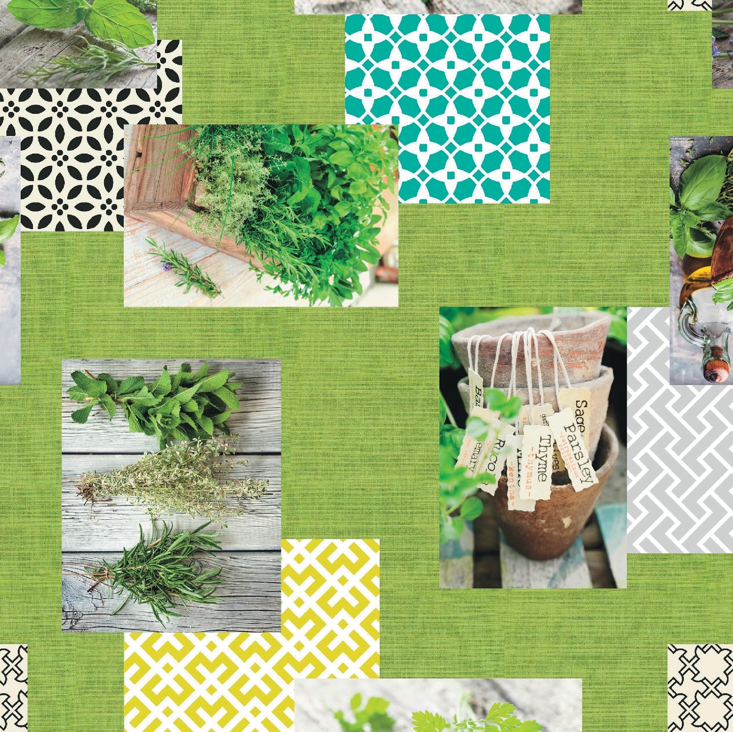 Rouleau de toile cirée ARTICLE SPÉCIAL Herbs Patchwork C147360 Rouleau de marchandises