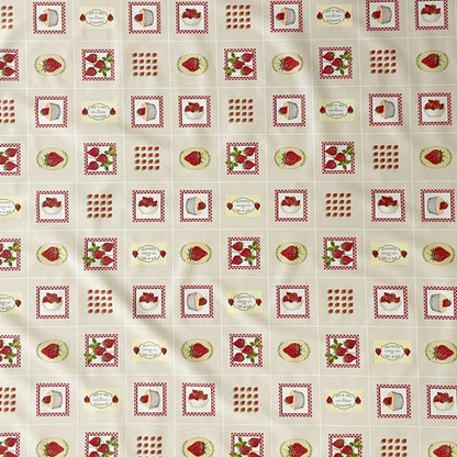 Wachstuch Tischdecke Erdbeeren küche beige