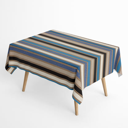 Jacquard tablecloth coated cotton 160 cm wide CARAVAGIO AZUR blue stripes square round oval