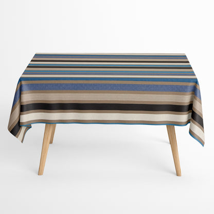 Jacquard tablecloth coated cotton 160 cm wide CARAVAGIO AZUR blue stripes square round oval
