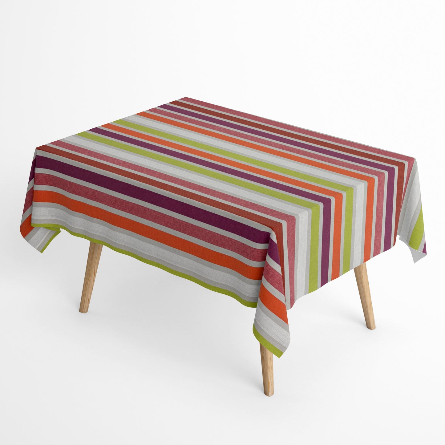 Nappe jacquard en coton enduit antitache CARAVAGIO MULTI rayures colorées carrée ronde ovale 