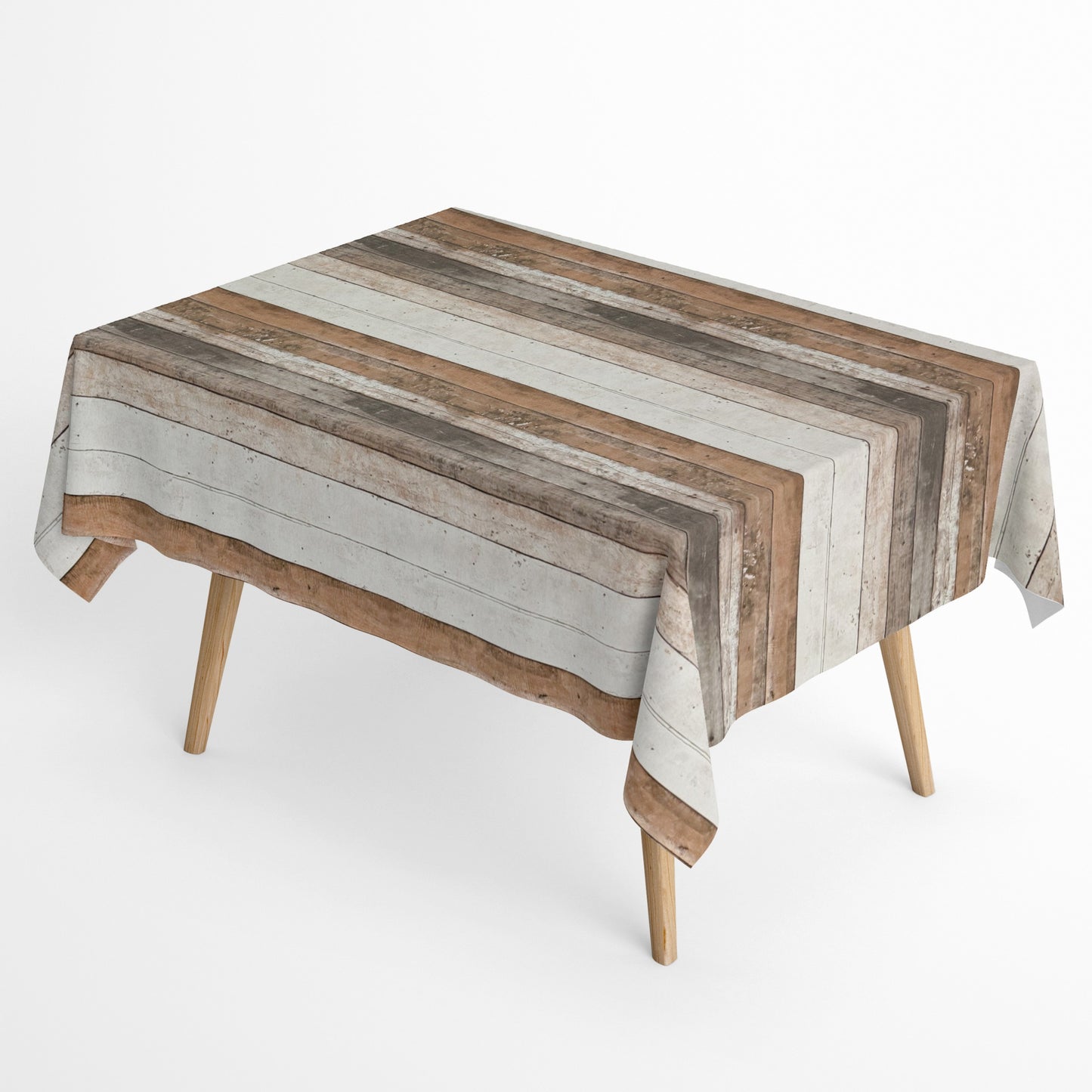 Jacquard tablecloth made of coated cotton with stain protection CIPRES wood wooden planks Alm square round oval 