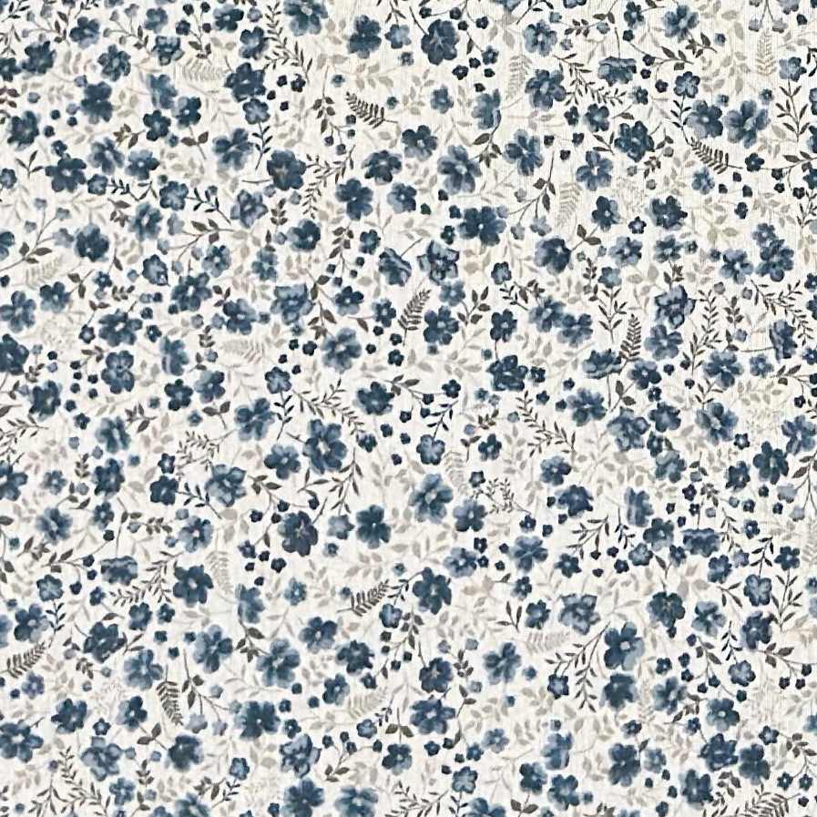 Jacquard Tischdecke blaue Streublumen