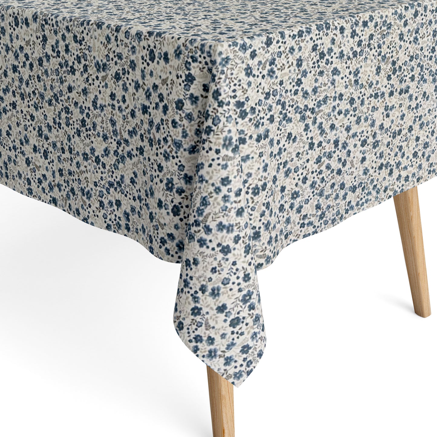 Jacquard Tischdecke blaue Streublumen