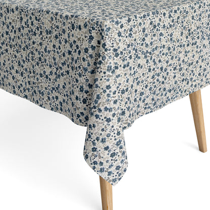 Jacquard Tischdecke blaue Streublumen