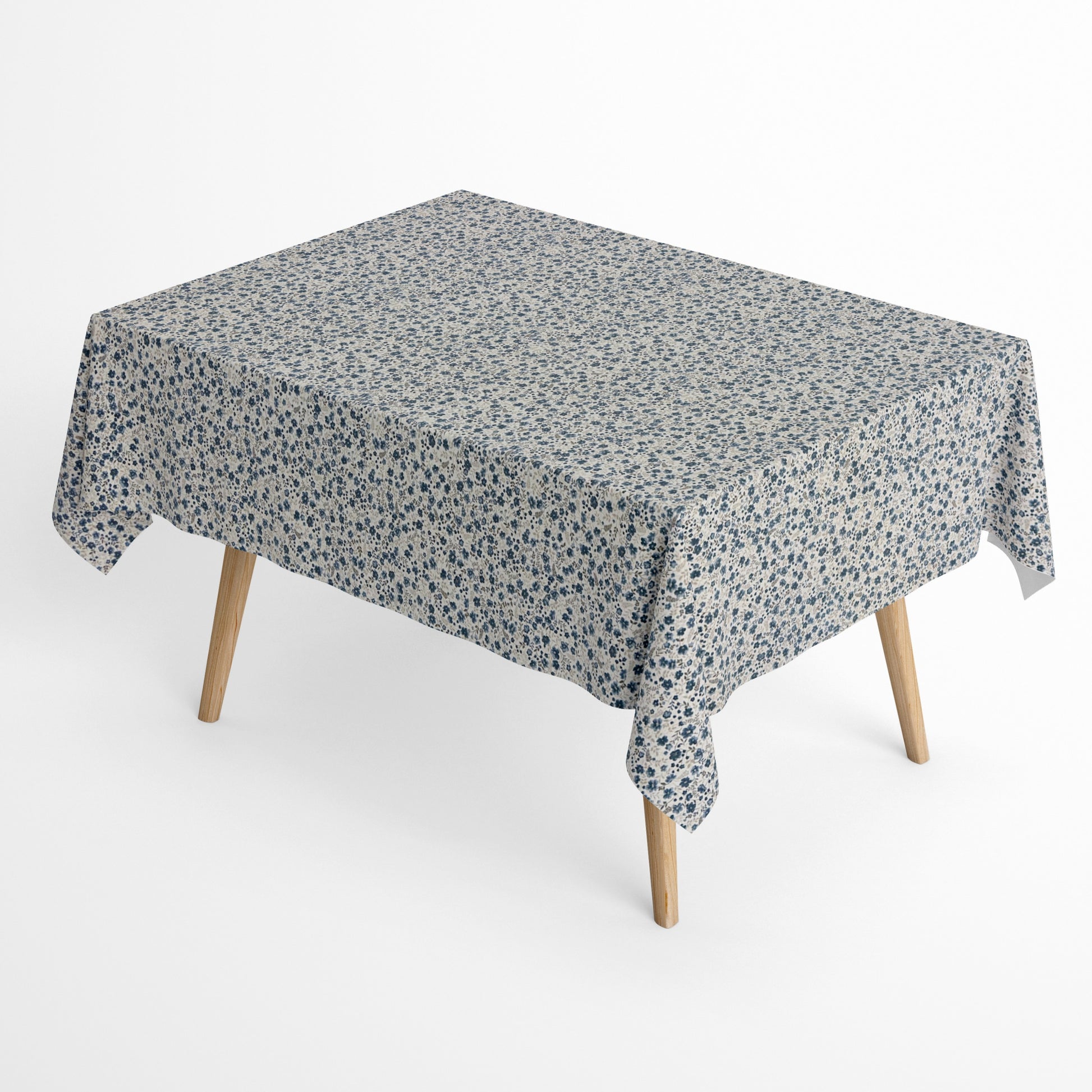 Jacquard Tischdecke blaue Streublumen