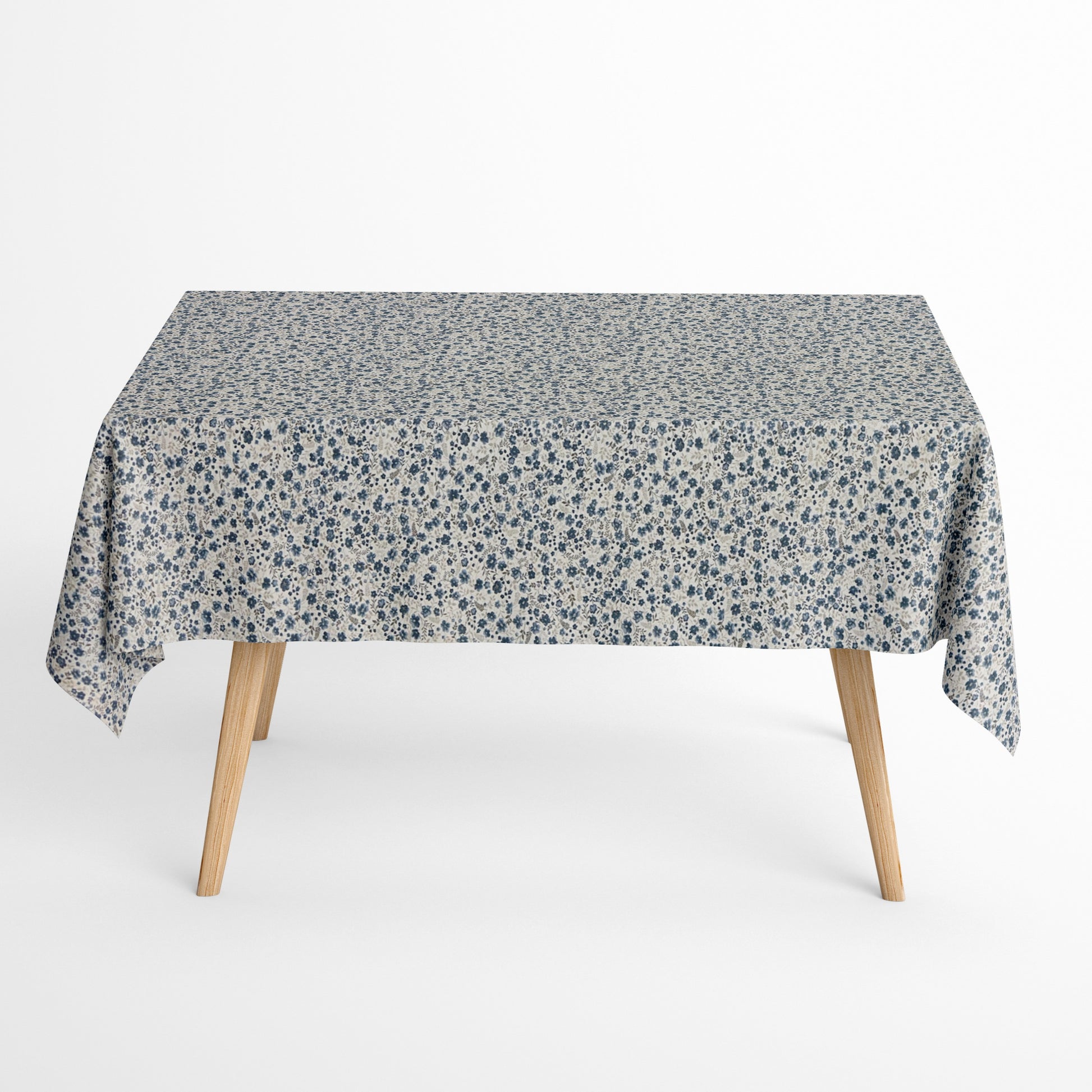 Jacquard Tischdecke blaue Streublumen