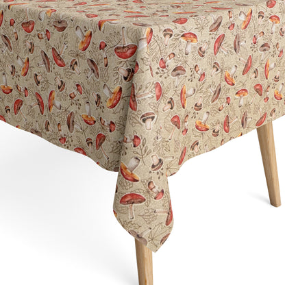 Baumwoll Tischdecke Herbst Laub Pilze