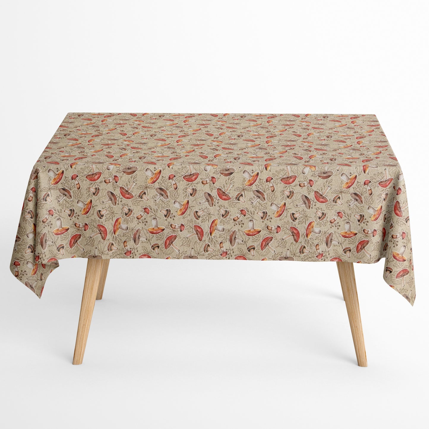 Baumwoll Tischdecke Herbst Laub Pilze