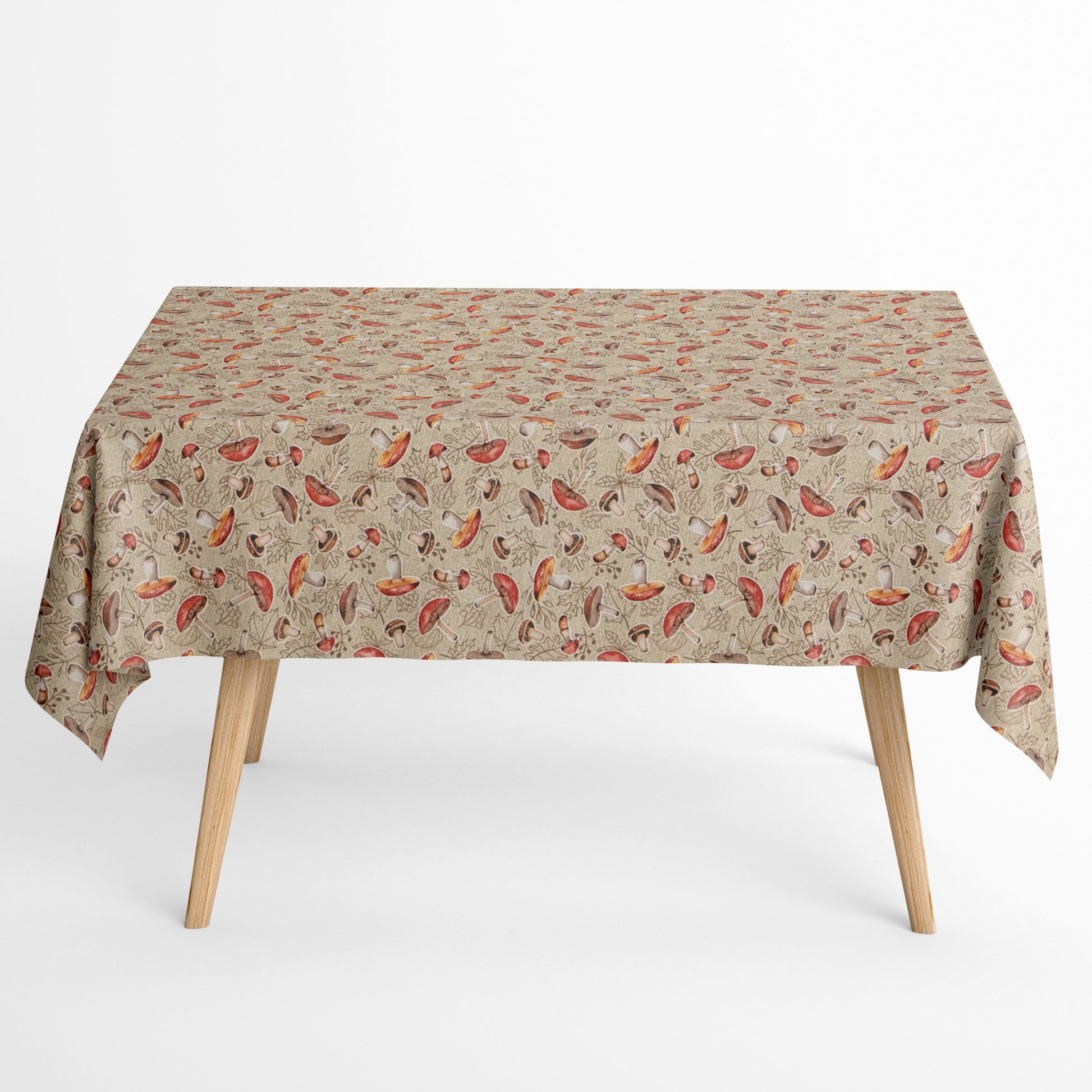 Baumwoll Tischdecke Herbst Laub Pilze