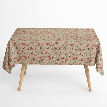 Baumwoll Tischdecke Herbst Laub Pilze