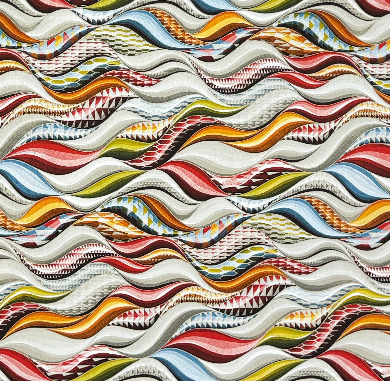 Beschichtete Baumwolle Tischdecke bunte Wellen