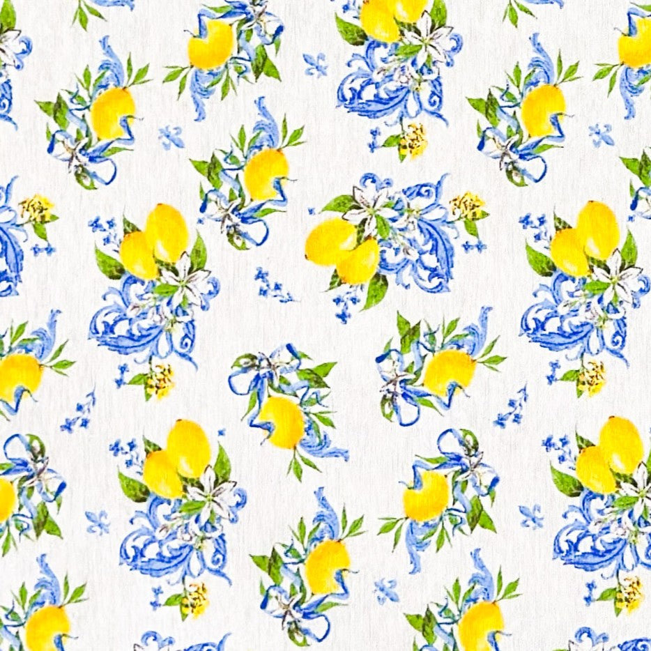 Jacquard Tischdecke mediterran Zitronen