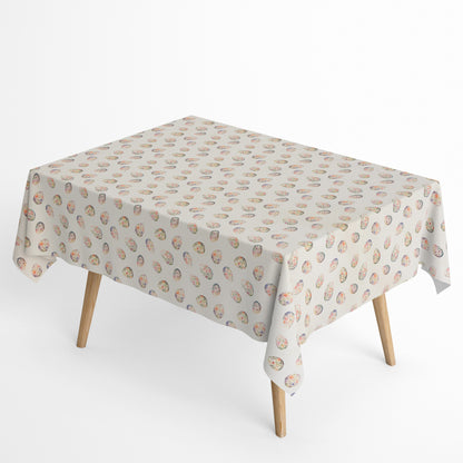 Tischdecke aus beschichteter Baumwolle mit Ostereiern auf beige