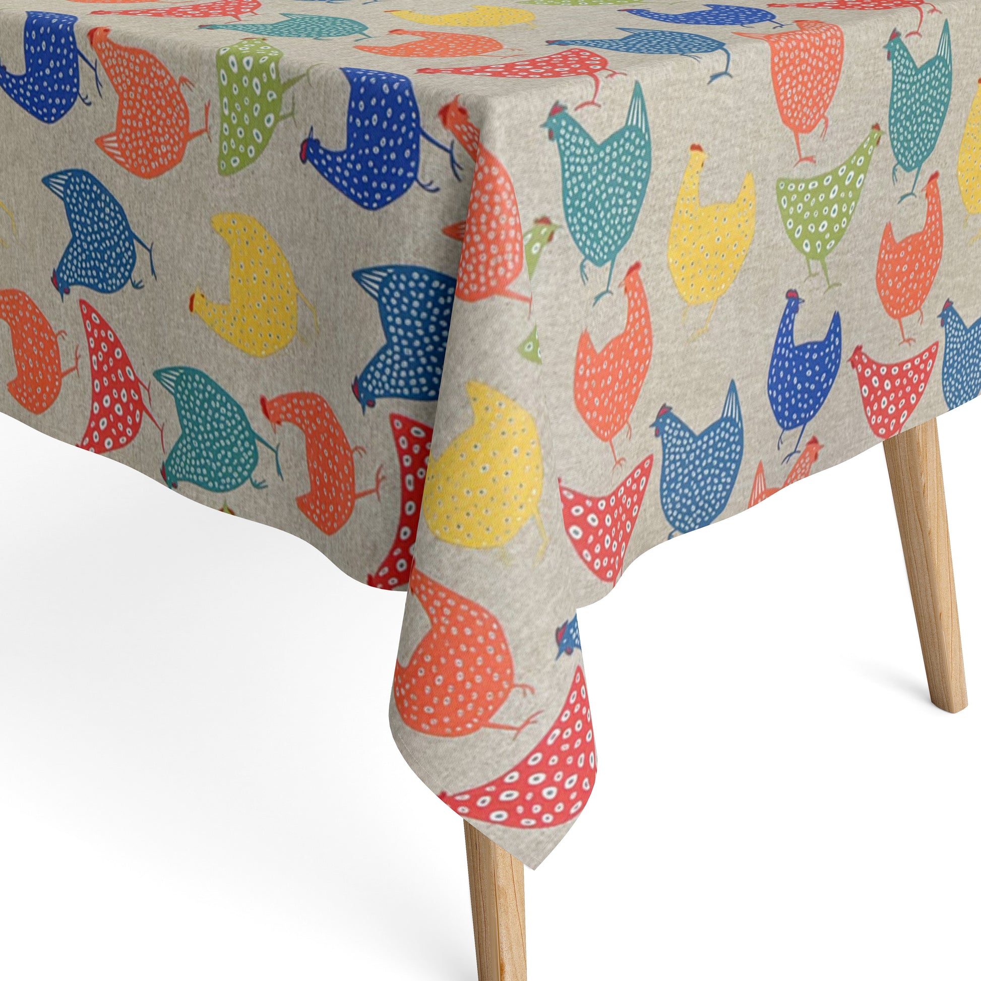 Baumwoll Tischdecke bunte Hühner