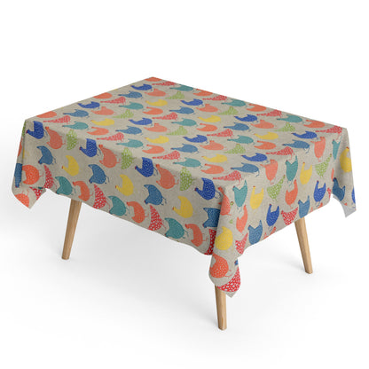 Baumwoll Tischdecke bunte Hühner