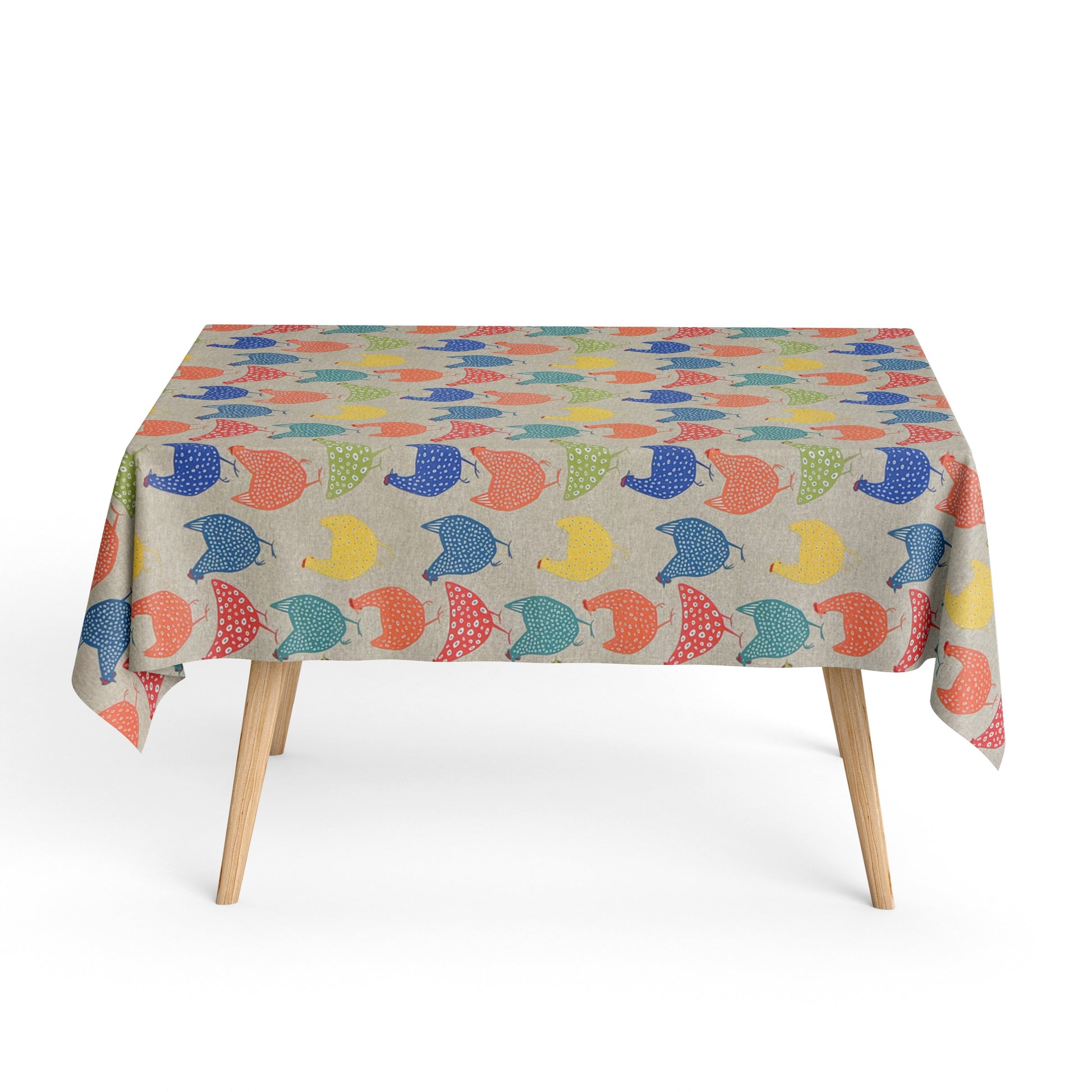 Baumwoll Tischdecke bunte Hühner